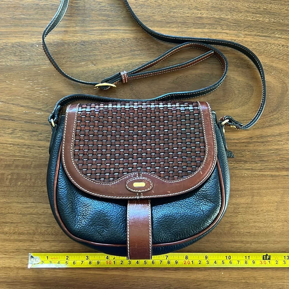 Vintage Bally Leather Crossbody Purse Bag Woven